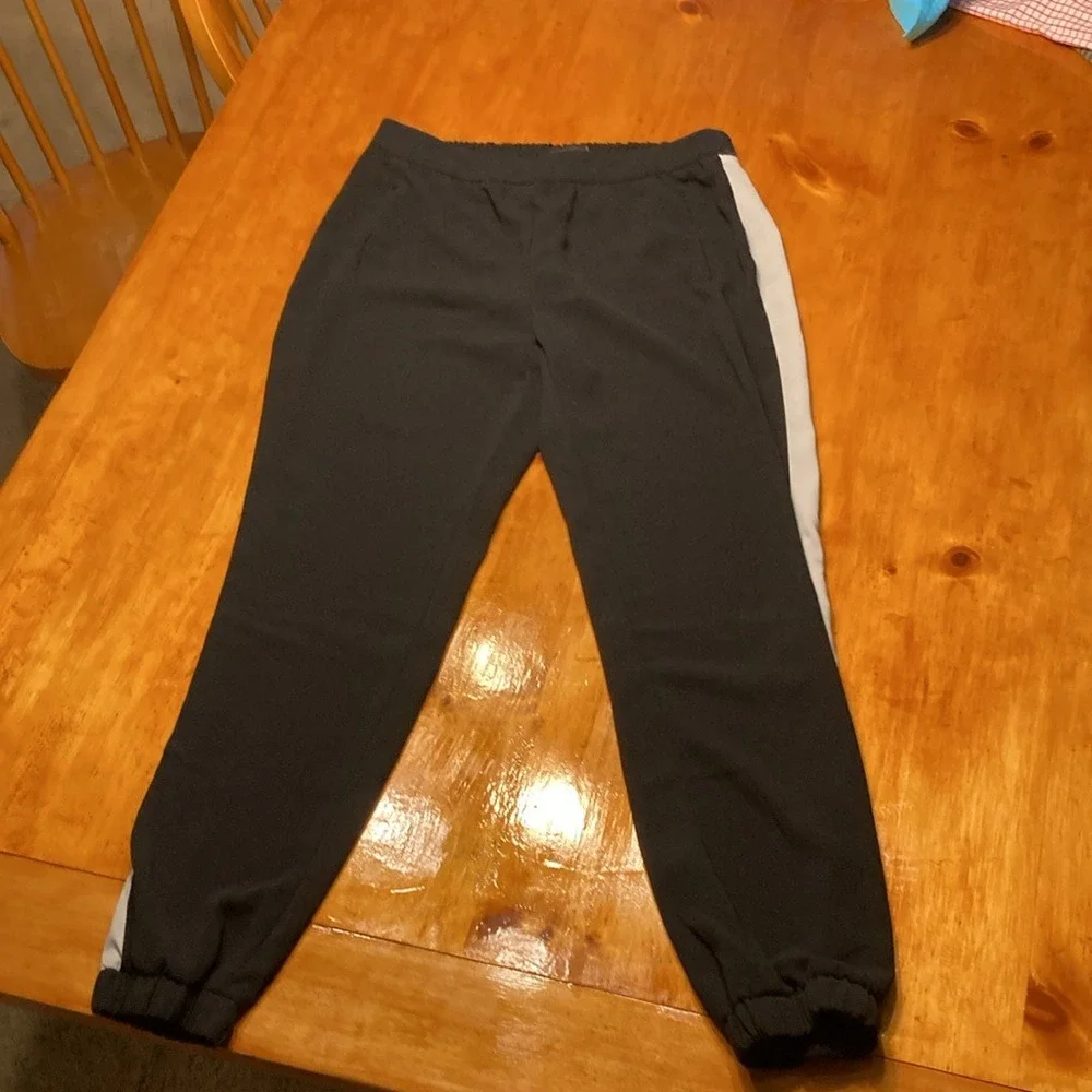 Joe B. Y2K Streetwear Athleisure Black White Side Stripe‎ Jogger Track Pants L/G
